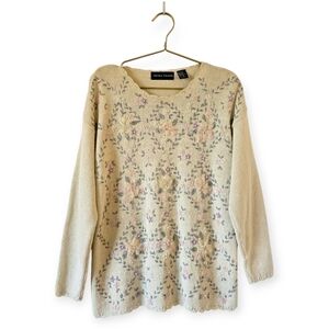 Vintage Arthur Chapnik Embroidered Floral Dainty Coquette Crewneck Sweater
